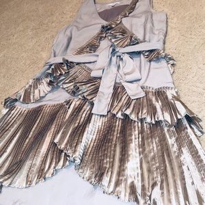 Satin Ruffle Dress with bow tie